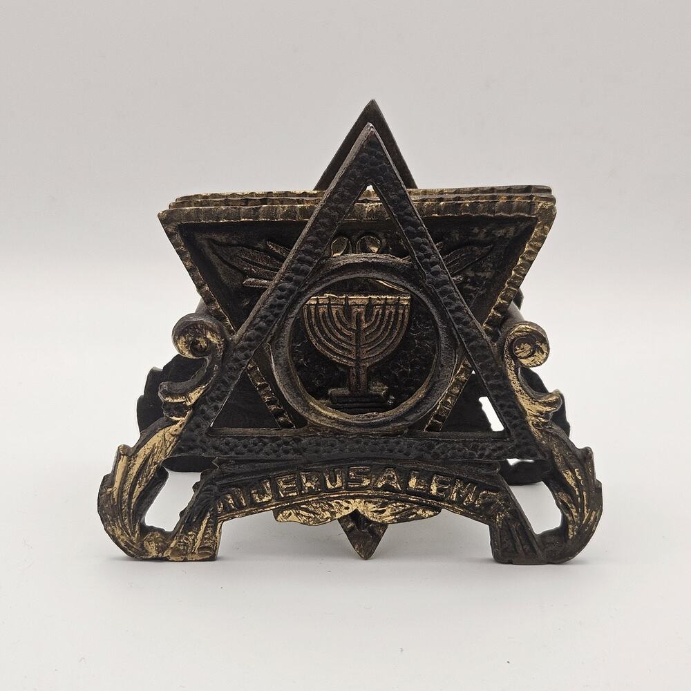 Star Of David Vintage Brass Salt Cellars (3) Nordia-Made In Israel Jerusalem